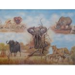 Dennis Thompson signed artist's limited edition print 46/100 'The Big Five' of African wildlife,