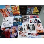 Comic book related signed photographs / autographs including Adam West, Terence Stamp,