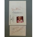 Paul McCartney signed postcard with a slip of paper signed by Linda McCartney.