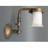 Late 19th/20thC wall mounted brass gas lamp with impressed SR mark,
