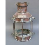 A copper ship's anchor lamp,