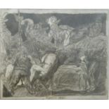 Alfred Hrdlicka erotic etching '11 August 1492', soldiers and women in an orgy,