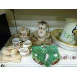 A collection of 19thC ceramics and glass to include a George Jones majolica fruit dish of trefoil