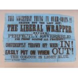 A 19thC Conservative v Liberal derogatory political handbill/broadside/poster on Tory blue paper.