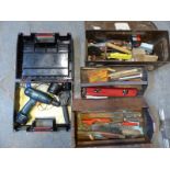 A quantity of tools and consumables including woodworking tools, files,