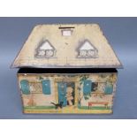 The Lucie Attwell 'Kiddibics' biscuit tin and moneybox, H18cm,