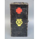 A vintage AA first aid kit in tin box, with instructions dated 1959,