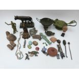 A quantity of Ancient Roman style items including lamp, spoons,