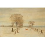 Tony Parish oil on canvas of pheasants in a snowy landscape, 49 x 75cm,