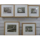 David T Bowyer set of five signed limited edition etchings of woodland scenes,