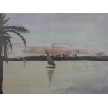 Patrick Procktor signed limited edition print 51 / 500, sailing boats at sunset,