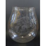 Danek Piechowiak etched art glass vase decorated with Pegasus, signed and dated to base, 30.