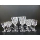 A suite of six Waterford crystal cut glasses, comprising three graduated sizes.