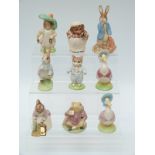 Seven gold edition Beswick Beatrix Potter figures, Jemima Puddle Duck, Peter and the Handkerchief,