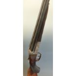 H Burgsmuller 16 bore side by side shotgun with engraved scenes of animals to the locks,