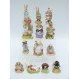 Thirteen Royal Albert Beatrix Potter figures including Mother Ladybird, Tom Kitten and Butterfly,