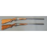 Two Russian Baikal single barrelled 12 bore shotguns both with engraved locks,