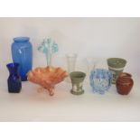 A group of ceramics and glass including Wedgwood sage Jasperware,