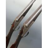 A pair of Charles Lancaster 12 bore side by side back action side lock ejector shotguns with named