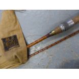 A Hardy Brothers Palakona split cane fishing rod,