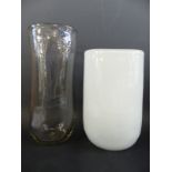 Two glass vases by Henry Dean, labelled,