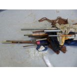 A collection of vintage fishing rods including Graham, Olympic,