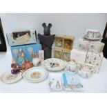 A quantity of Beatrix Potter collectables including Enesco Mrs Rabbit canister with box,