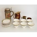 Royal Doulton Fontainebleau tea ware, Crown Devon jugs,