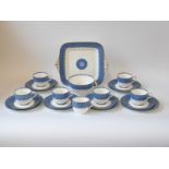 A Wedgwood blue and white part tea set