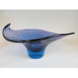 Murano style purple and blue glass control bubble bowl,