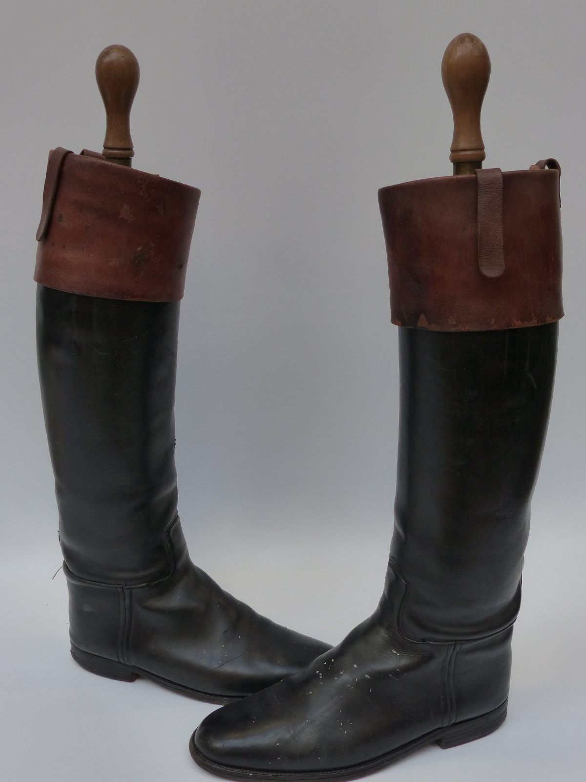 A pair of leather riding boots with Pearl & Co London trees,