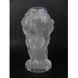 Ingrid Art Nouveau style frosted glass vase decorated with figures dancing in a vineyard,