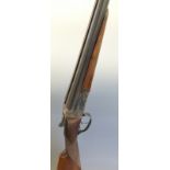 AYA No3 12 bore side by side shotgun with named and engraved lock, chequered grip and forend,