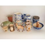 A collection of 20thC ceramics including Mintons chinoiserie vase,