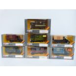 Seven Corgi Classics diecast model railway delivery lorries including LNER, GWR, SR and LMS,