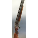 Eibar 12 bore side by side shotgun with engraved lock, top plate, top lever,