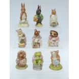 Nine Beswick Beatrix Potter figures including Little Black Rabbit, Fierce Bad Rabbit,