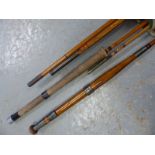 Split cane and cane fishing rods including Chapman 'The Chess' 9' 6"