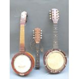 John Grey and Sons, London ukelele banjo, c1930s, with 4 strings and open back,