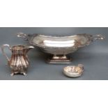 A silver plated 19thC twin handled fruit bowl,