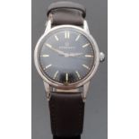 Eterna-Matic gentleman's automatic wristwatch with luminous hands, baton markers, black face,