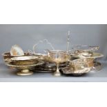 A quantity of silver plated serving dishes,