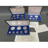 Three cased proof coin sets comprising The British Virgin Islands,