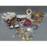 A collection of costume jewellery including rings, necklaces, Exquisite pendant set with abalone,