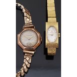 Two ladies wristwatches comprising a Hialeah 9ct gold ladies wristwatch with inset subsidiary