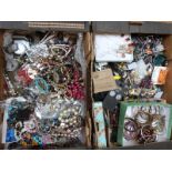 A collection of costume jewellery to include beads, faux pearls, brooches,