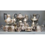 A large quantity of silver plated tea ware