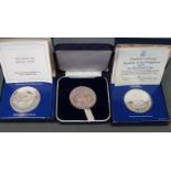 Barbados 10 dollar cased silver coin together with a Philippines 50 piso proof coin and a Cook