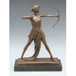 A bronze classical figure of Diana impressed Pierre Le Faguays,