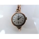 J W Benson 9ct gold ladies wristwatch with inset subsidiary seconds dial, blued Breguet hands,